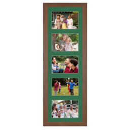 AK Frames 26X8 Walnut Modern Multi Photo Frame With Emerald Mount - Holds 5 Apertures (5X) 6X4 Photos