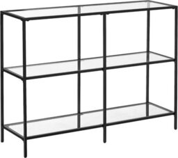 Songmics Console Table, 3 Shelf Coffee Table, Tempered Glass Shelf, 100 X 30 X 73 Cm, Steel Frame, Contemporary For Hallway Room - thumbnail 4