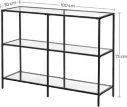 Songmics Console Table, 3 Shelf Coffee Table, Tempered Glass Shelf, 100 X 30 X 73 Cm, Steel Frame, Contemporary For Hallway Room - thumbnail 8
