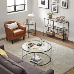 Songmics Console Table, 3 Shelf Coffee Table, Tempered Glass Shelf, 100 X 30 X 73 Cm, Steel Frame, Contemporary For Hallway Room - thumbnail 9