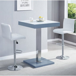 Furniture in Fashion Topaz Glass White Grey Bar Table 2 Coco White Stools - thumbnail 1