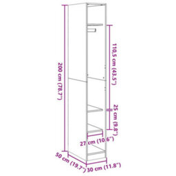 Vidaxl Wardrobe Sonoma Oak 30X50X200 Cm Engineered Wood - thumbnail 3