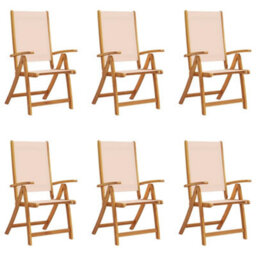Berkfield Folding Garden Chairs 6 Pcs Solid Wood Acacia And Textilene - thumbnail 2