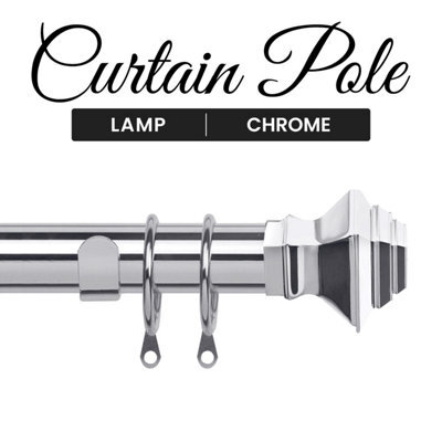 "Ameha Lamp Metal Curtain Pole 28 mm Stylish & Durable Chrome Extendable Curtains Rods (120-210 Cm 48"" - 84"" )" - image 1