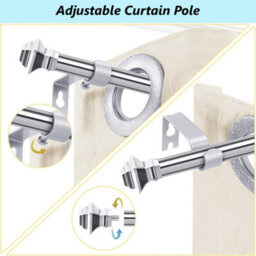 "Ameha Lamp Metal Curtain Pole 28 mm Stylish & Durable Chrome Extendable Curtains Rods (120-210 Cm 48"" - 84"" )" - thumbnail 6