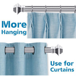"Ameha Lamp Metal Curtain Pole 28 mm Stylish & Durable Chrome Extendable Curtains Rods (120-210 Cm 48"" - 84"" )" - thumbnail 2