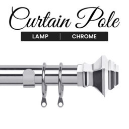 "Ameha Lamp Metal Curtain Pole 28 mm Stylish & Durable Chrome Extendable Curtains Rods (120-210 Cm 48"" - 84"" )"