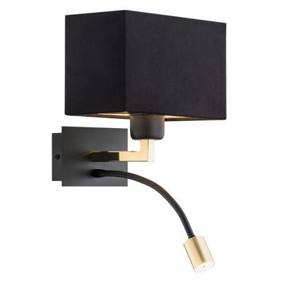 Luminosa Lighting Luminosa Bill Reading Wall Light Black, Black Matt, Brass Elements 3000K - image 1