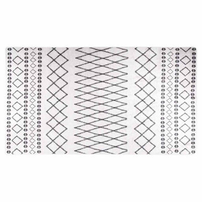 Berkfield Durable Rug Washable 190X300 Cm Black And White Anti Slip - image 1