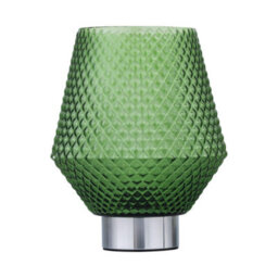 First Choice Lighting Porter - Battery Operated Chrome Lamp With Green Textured Glass