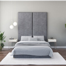 Aspire 90Cm X 210Cm Large Upholstered Headboard Wall Panel, Plush Velvet Steel - thumbnail 2