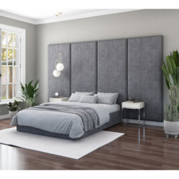 Aspire 90Cm X 210Cm Large Upholstered Headboard Wall Panel, Plush Velvet Steel