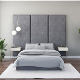 Aspire 90Cm X 210Cm Large Upholstered Headboard Wall Panel, Plush Velvet Steel - thumbnail 4