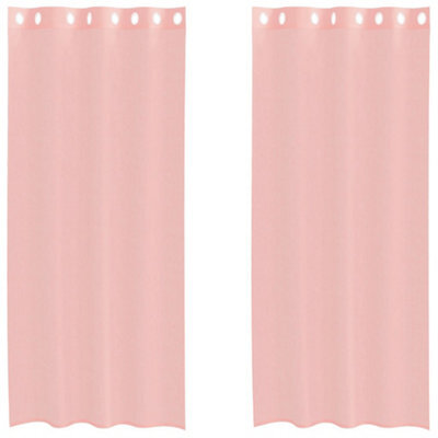 Berkfield Durable Voile Curtains With Grommets 2 Pcs Pink 140X245 Cm - image 1
