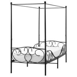 Beliani Four Poster Bed Metal Sormery 90 X 200 Cm (Eu Single) Black - thumbnail 1