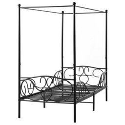 Beliani Four Poster Bed Metal Sormery 90 X 200 Cm (Eu Single) Black - thumbnail 4