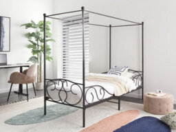 Beliani Four Poster Bed Metal Sormery 90 X 200 Cm (Eu Single) Black - thumbnail 2