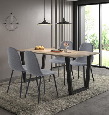 Hallowood Furniture Dudley 1.8M Dining Table Set With 4 Dark Grey Fabric Chairs - image 1
