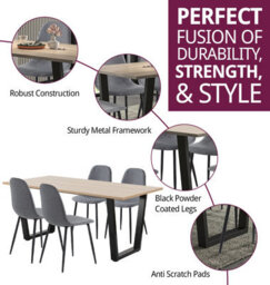 Hallowood Furniture Dudley 1.8M Dining Table Set With 4 Dark Grey Fabric Chairs - thumbnail 2