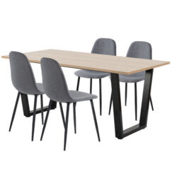Hallowood Furniture Dudley 1.8M Dining Table Set With 4 Dark Grey Fabric Chairs - thumbnail 8