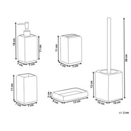 Beliani 5-Piece Bathroom Accessories Set Vilcanota Beige Marble - thumbnail 3