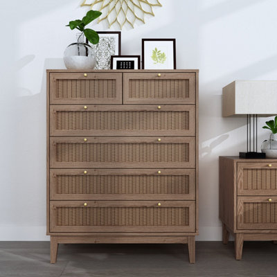 LPD Bordeaux Chest Of Drawers - Stylish Rattan & Gold Accents 6 Drawers - image 1