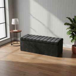 Safar 150Cm Wide Ottoman Storage Box - Black Naples Ottoman Box With Storage - thumbnail 5