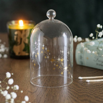 Stardust Glass Candle Cloche Gold Star Decorative Candle Dome - image 1