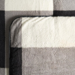 OHS Check Coverless Duvet Pillowcase Teddy Fleece Gingham 10.5 Tog, Grey - King - thumbnail 4