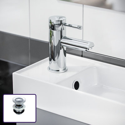 Nes Home 400mm Cloakroom Wall Hung Basin Vanity Unit, Mini Mono Mixer Tap & Waste White - image 1
