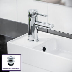 Nes Home 400mm Cloakroom Wall Hung Basin Vanity Unit, Mini Mono Mixer Tap & Waste White - thumbnail 2