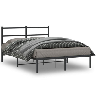 Berkfield Metal Bed Frame Without Mattress With Headboard Black 140X200Cm - image 1