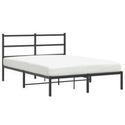 Berkfield Metal Bed Frame Without Mattress With Headboard Black 140X200Cm - thumbnail 2