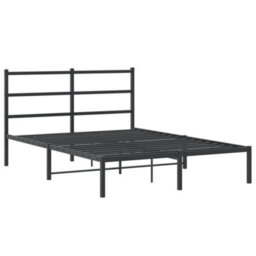 Berkfield Metal Bed Frame Without Mattress With Headboard Black 140X200Cm - thumbnail 3