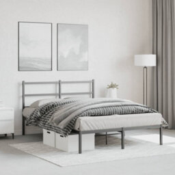 Berkfield Metal Bed Frame Without Mattress With Headboard Black 140X200Cm - thumbnail 4