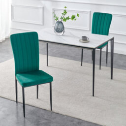 MCC Direct Set Of 2 Green Velvet Effect Dining Chairs Plush Padded Upholstered Accent Chair - Elle By Mcc - thumbnail 2