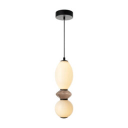 Luminosa Lighting Luminosa Balos Slim Pendant Ceiling Light Matt Black With Opal, Brown, Ceramic Shades 3000K Warm White - thumbnail 1