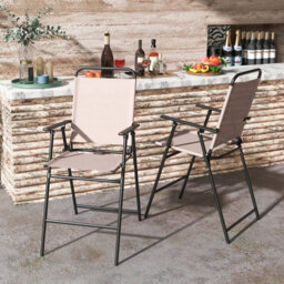 Costway Set Of 2 Outdoor Folding Bar Chair Patio Furniture Chair Set W/ Fabric Backrest - thumbnail 4