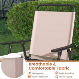 Costway Set Of 2 Outdoor Folding Bar Chair Patio Furniture Chair Set W/ Fabric Backrest - thumbnail 7