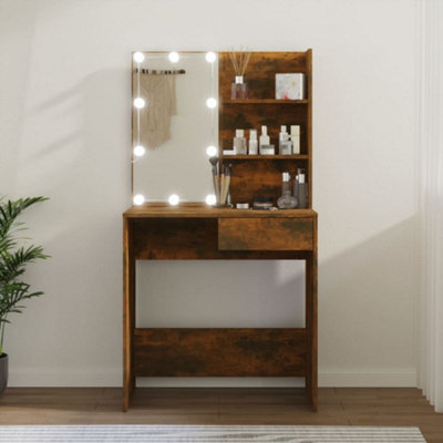 Walplus Dressing Table With Led Brown Oak 74.5X40X141 Cm - image 1