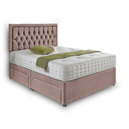 Dining Tables Lisbon Matching Headboard Divan Set, 2 Drawer On Same Side With Sprung 1500 Comfort Mattress - Plush Dusty Pink - Double - thumbnail 4