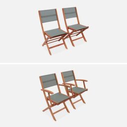 Sweeek - 6-Seater Extendable Wooden Garden Table Set With Chairs Khaki Green 180X80X75 Cm - Almeria 6 - thumbnail 4