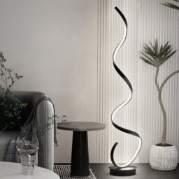 Living And Home Black Contemporary Led Spiral Floor Lamp Floor Light In White Light Height 131Cm - thumbnail 8