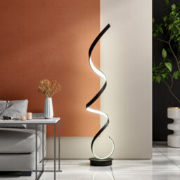 Living And Home Black Contemporary Led Spiral Floor Lamp Floor Light In White Light Height 131Cm - thumbnail 2