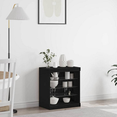 Berkfield Sideboard With Led Lights Black Oak 60,5X37X67 Cm - image 1