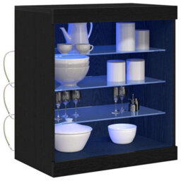 Berkfield Sideboard With Led Lights Black Oak 60,5X37X67 Cm - thumbnail 3