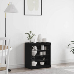 Berkfield Sideboard With Led Lights Black Oak 60,5X37X67 Cm - thumbnail 1
