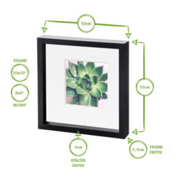 "Nicola Spring 10 X 10"" Photo Frame - Grey/ivory Mount - 3D Photo Frame Picture Frame Box Portrait Display Case (6 X 6"" Mount)" - thumbnail 4