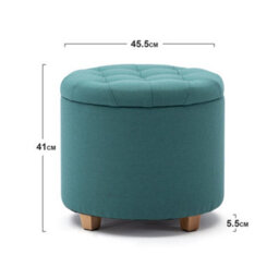 Hnnhome 45Cm Round Linen Padded Seat Ottoman Storage Stool Box, Footstool Pouffes Chair With Lids(Light Green) - thumbnail 3