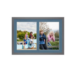 AK Frames 20X14 Dark Grey Sleek Multi Photo Frame With Pompadour Mount - Holds 2 Apertures (2X) A4 Photos - thumbnail 1